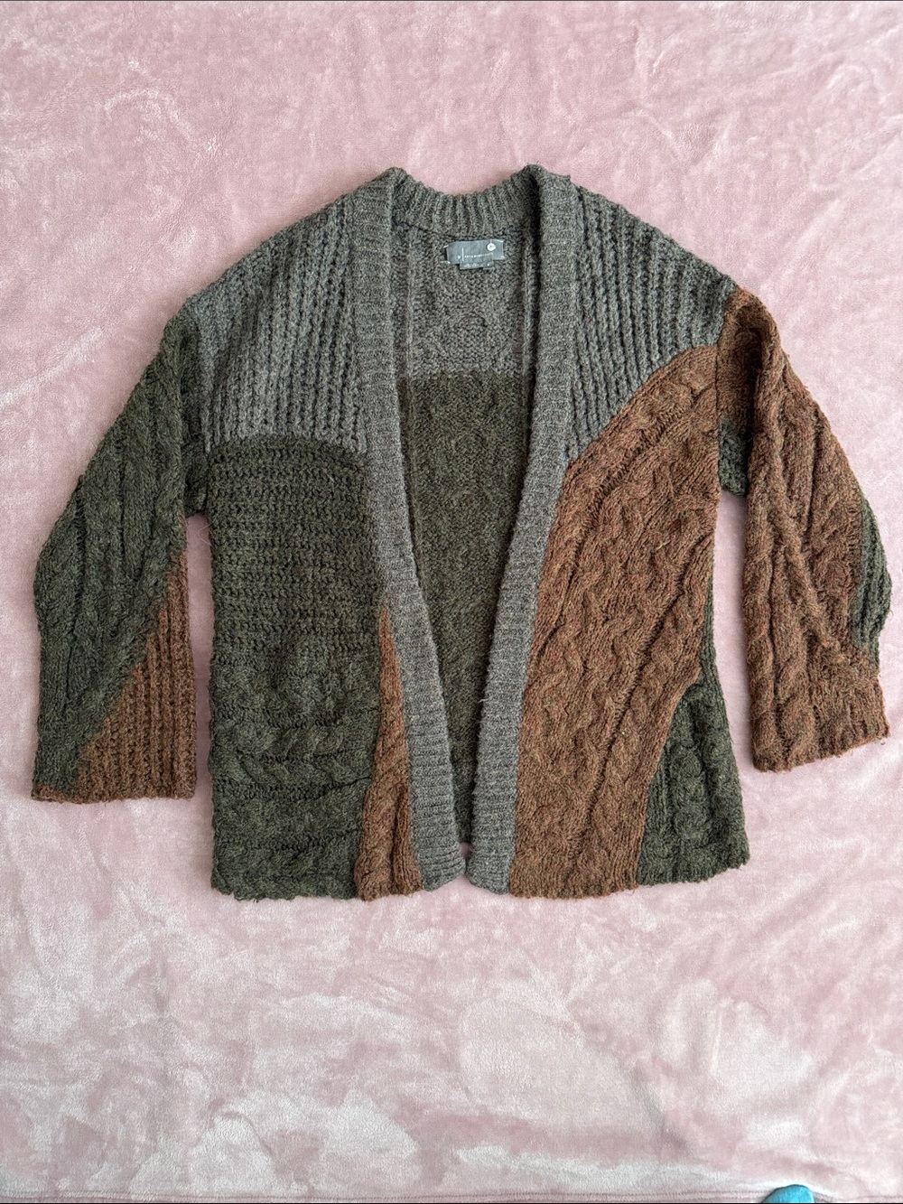 Anthropologie Nori Patchwork Cable Open Knit Cardigan